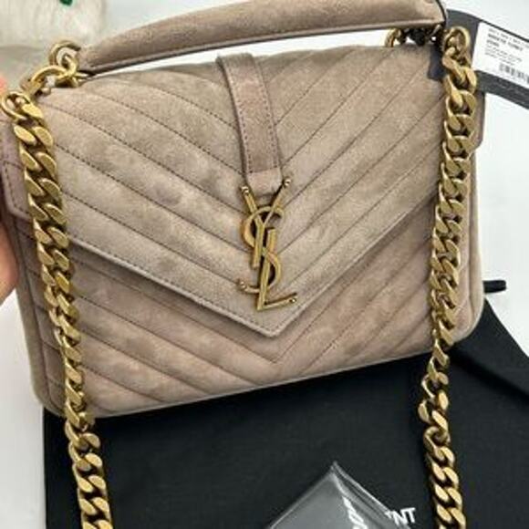 Women's Saint Laurent Ysl quilted medium suede shoulder Bag made in Italy - Picture 9 of 16